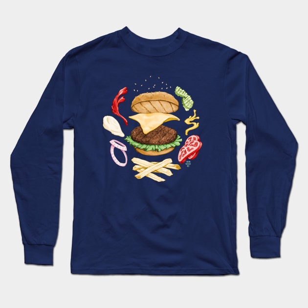 Burger Mandala Long Sleeve T-Shirt by SarahWrightArt